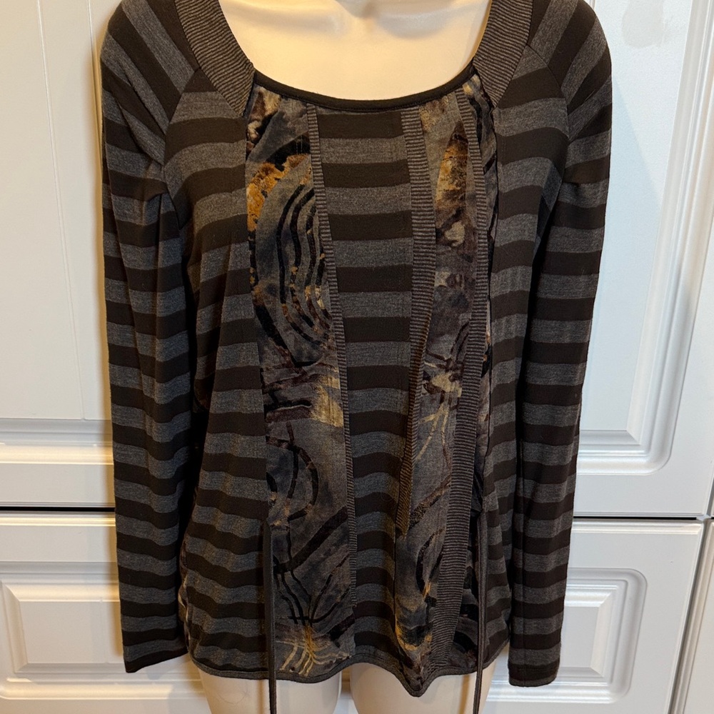 Striped Brown and Black Women's Top